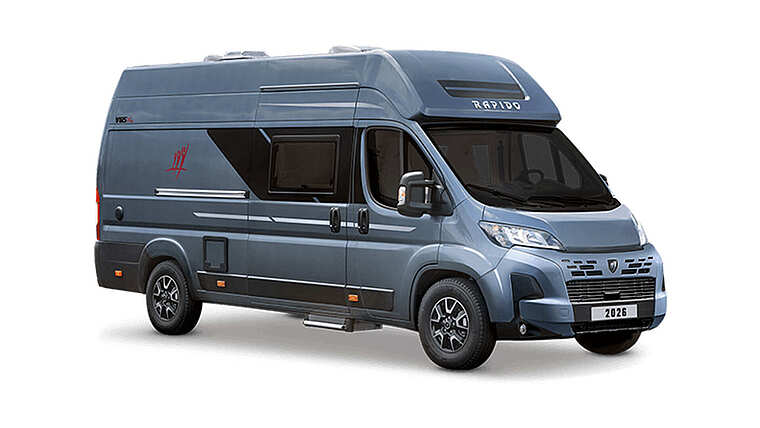 Der Rapido V65 XL in Blau-Metallic in seitlicher Ansicht.