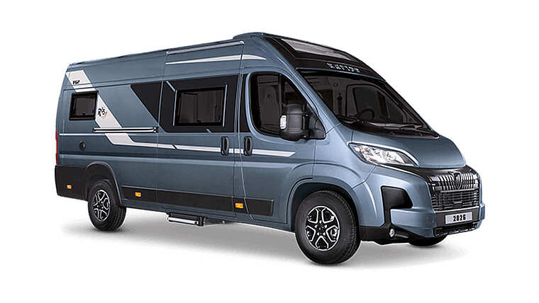 Der Rapido V62 in Blau-Metallic in seitlicher Ansicht.
